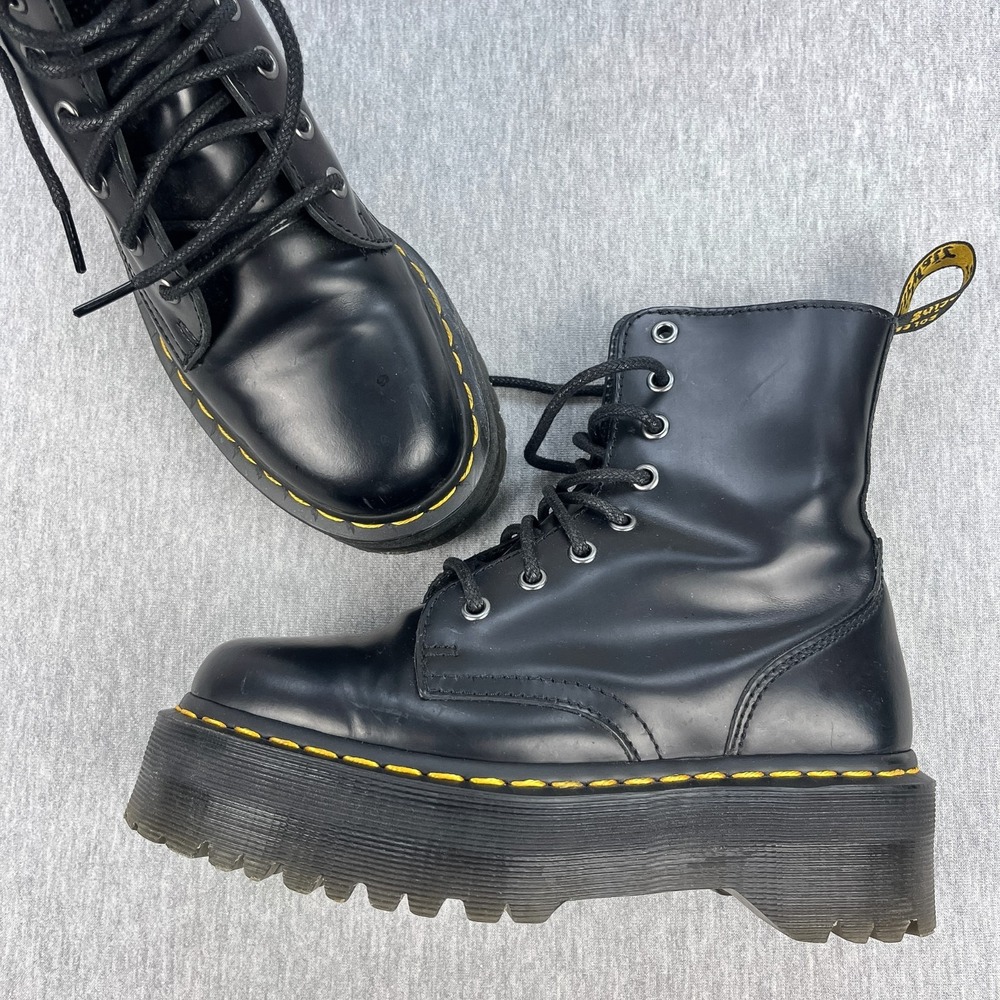 Dr. Martens Jadon Platform Boots Mens US 5 (UK 4) Black Smooth Leather Zip Docs